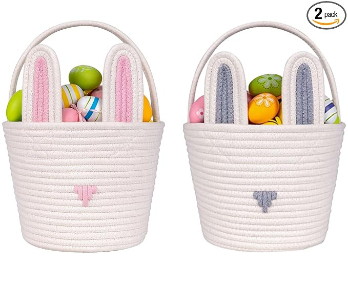 CubesLand Easter Baskets for Kids - Empty 2-Piece Set with Handle, Easter Egg Hunt Basket & Candy... | Amazon (US)