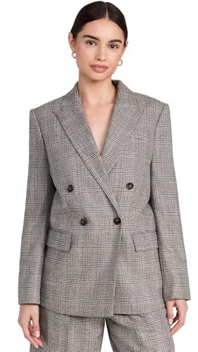 Vince Womens Plaid Double Breasted Blazer, Heritage Grey, 0 | Amazon (US)