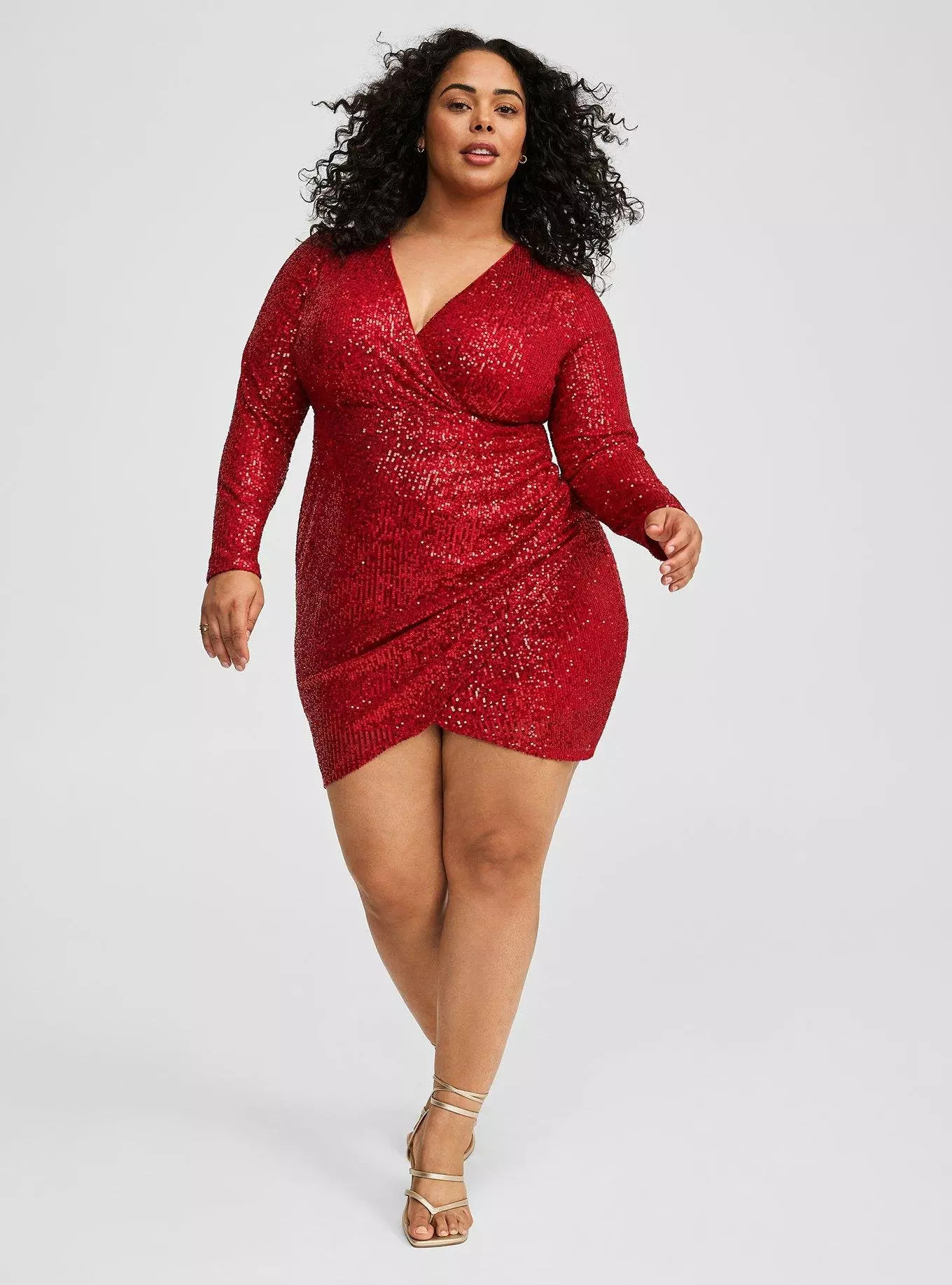 Sequin Mesh Surplice Mini Dress | Torrid (US & Canada)