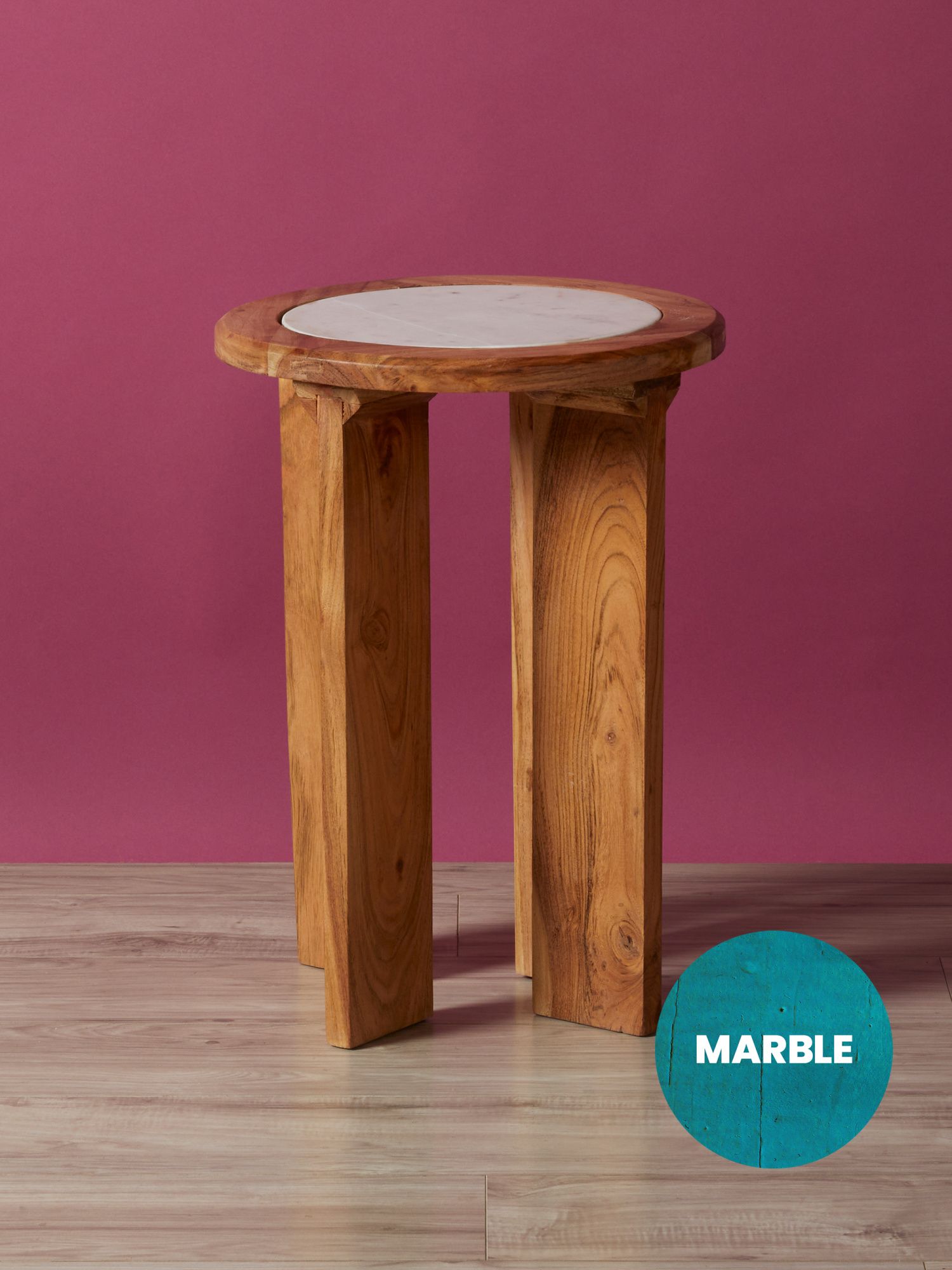 22in Marble Top Wood Side Table | Made In India | HomeGoods | HomeGoods