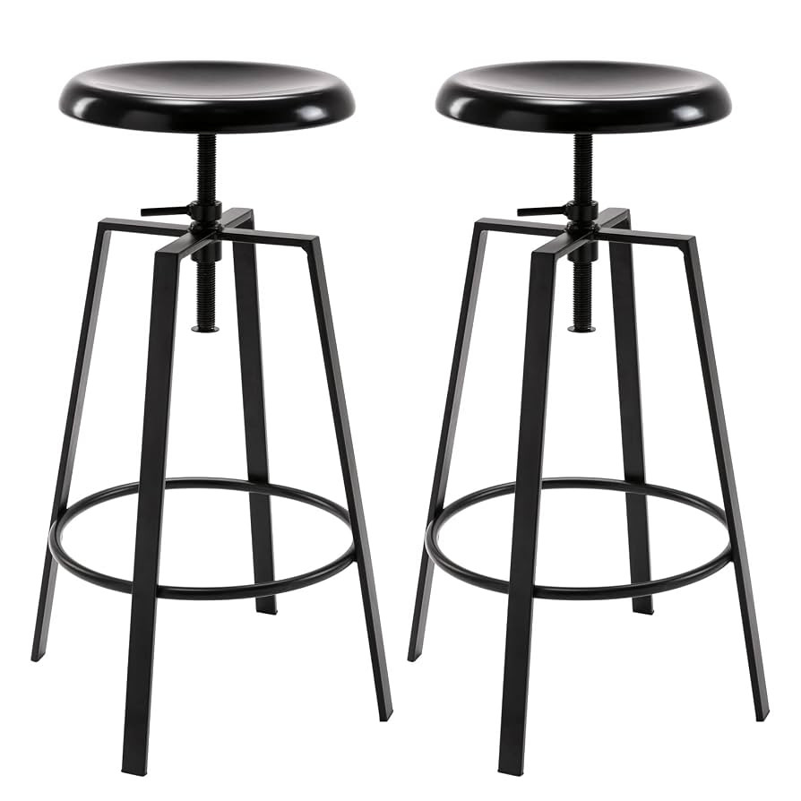 Brage Living Atlas Industrial Bar Stools Set of 2, Adjustable Swivel Four Legged Round Metal Bars... | Amazon (US)