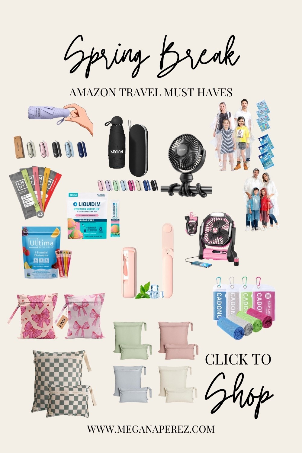 Spring break travel essentials I never pack without ✈️ Portable fans, wet bags, ponchos, electrolyte sticks & more — all Amazon finds that make mom life easier. 

#LTKKids #LTKmomlife #LTKTravel