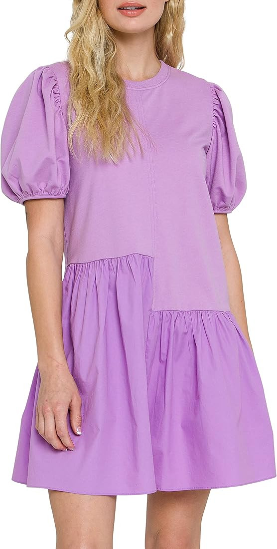 English Factory Women's Knit Woven Mixed Dress | Amazon (US)