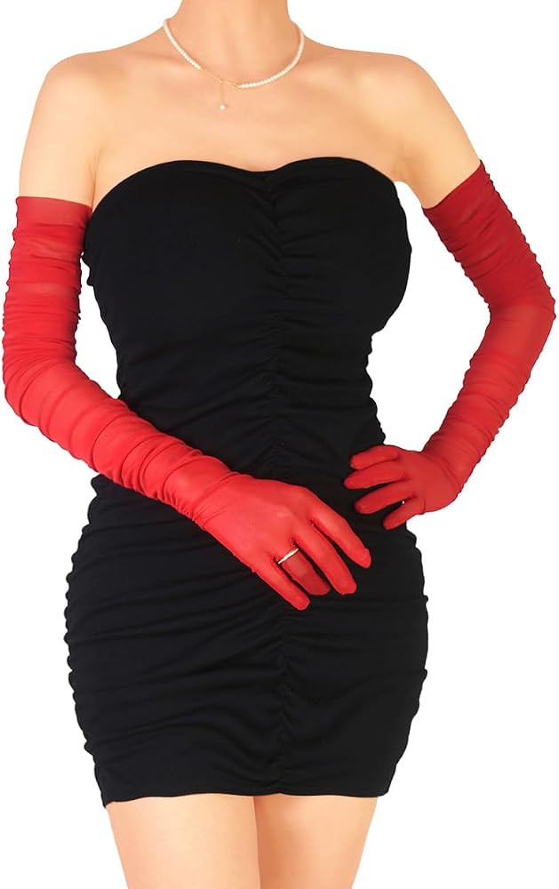 Women's Sexy Sheer Gloves Mesh Tulle Super Long Gloves Opera Christmas Costume Party Dance Glove | Amazon (US)