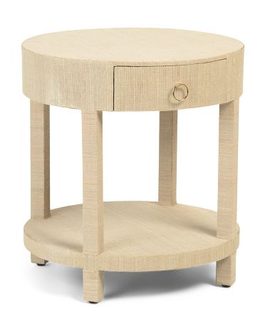 Raffia Round 1 Drawer Side Table | TJ Maxx