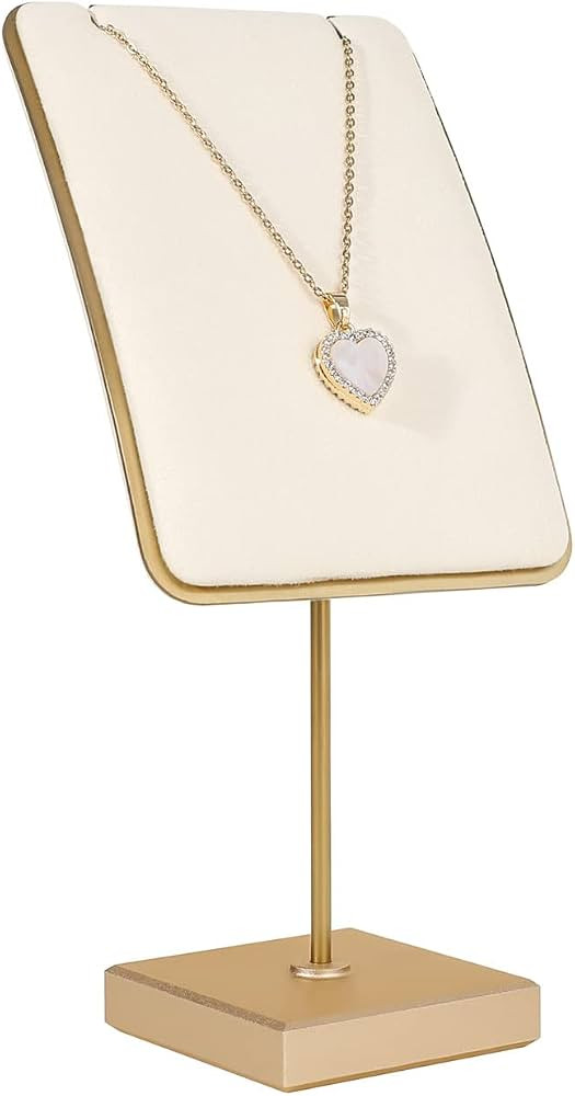 GemeShou Beige jewelry stand necklace holder, Gold necklace display stands for selling, Velvet ne... | Amazon (US)
