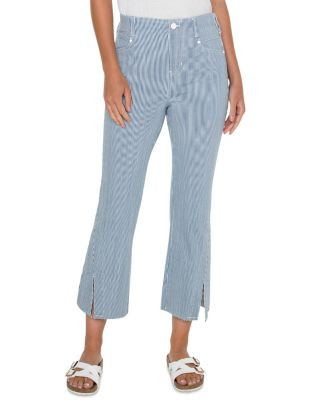 Gia Glider High Rise Crop Flare Leg Jeans in Chambray Stripe | Bloomingdale's (US)