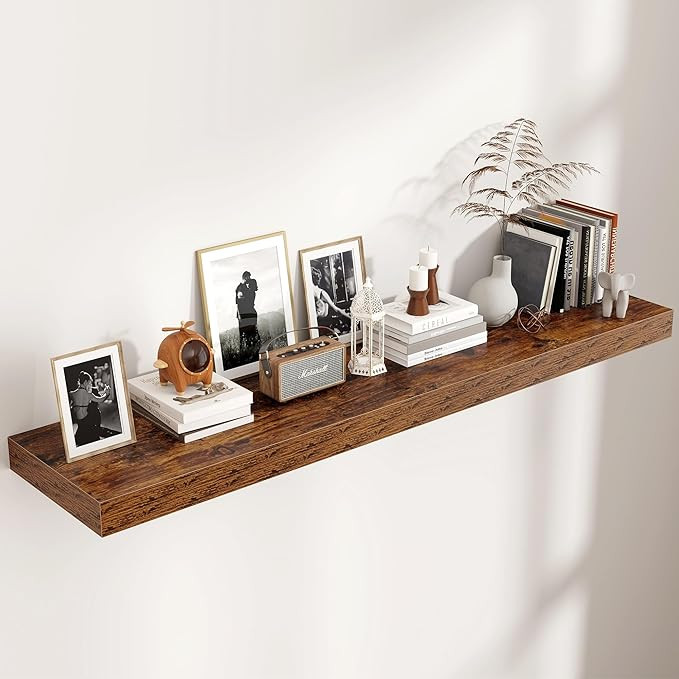 Floating Shelves for Wall, 55 Inch Wide x 12 Inch Deep Floating Shelves, Long Wood Floating Wall ... | Amazon (US)