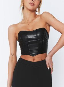 Jessica PU Bustier Black | Princess Polly US
