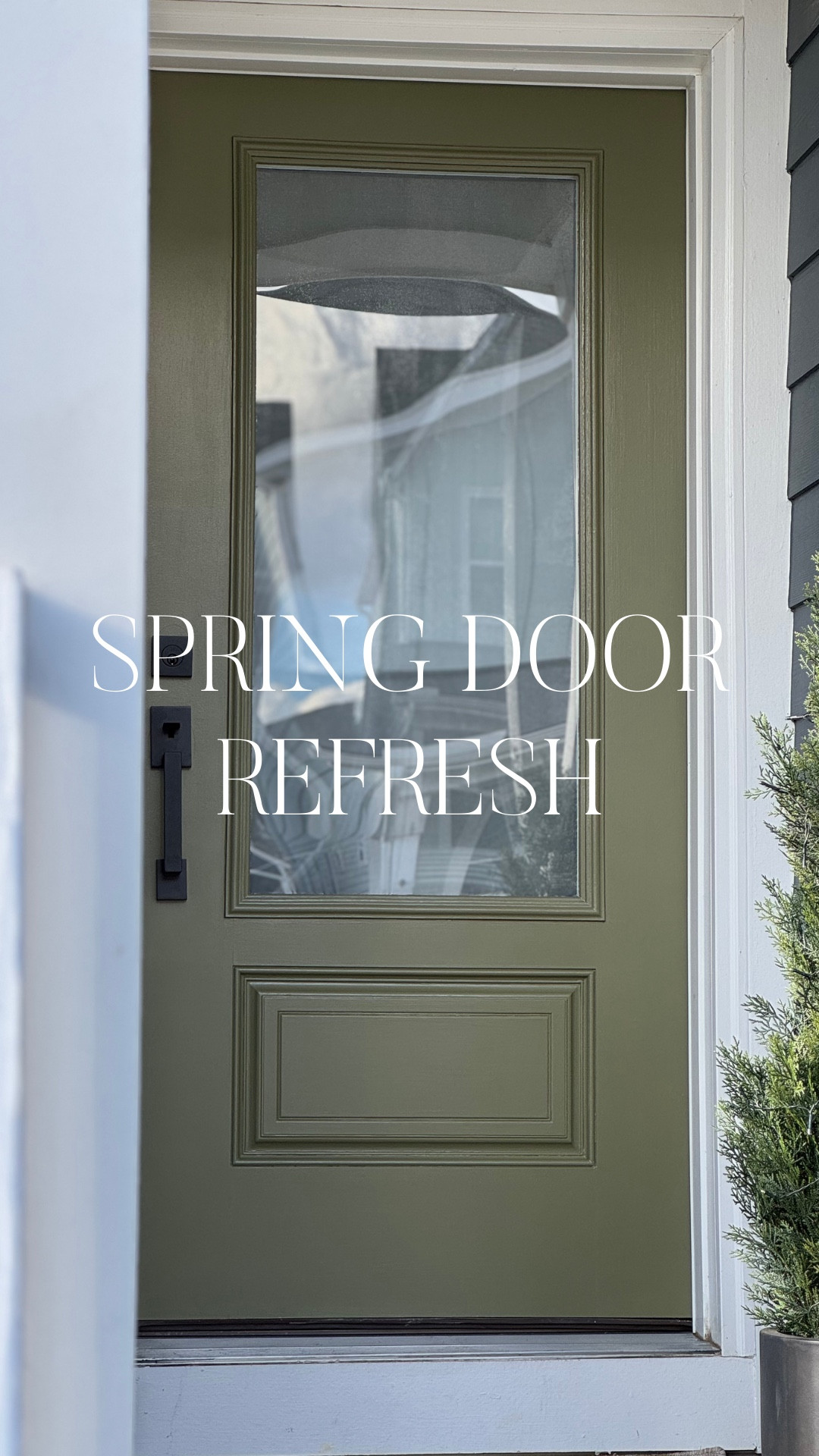 Front door Spring glowup sources 💚 
Door color: SW Olive Grove

#LTKSeasonal #LTKHome