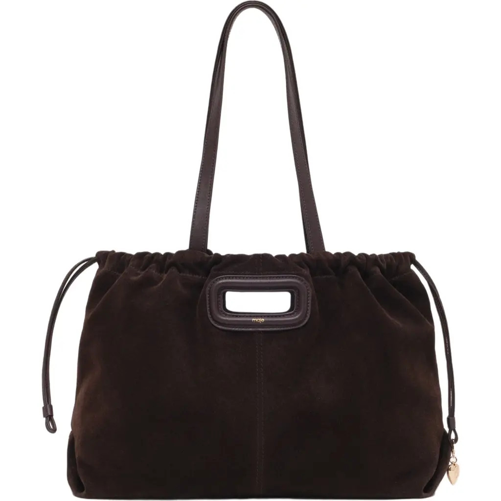 maje Suede Milpli tote bag in Dark Brown at Nordstrom, Size Medium | Nordstrom