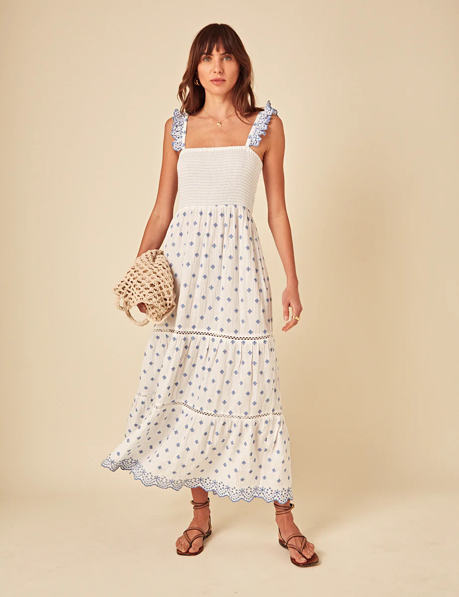 White Embroidered Maryam Midi Dress | Nobody's Child