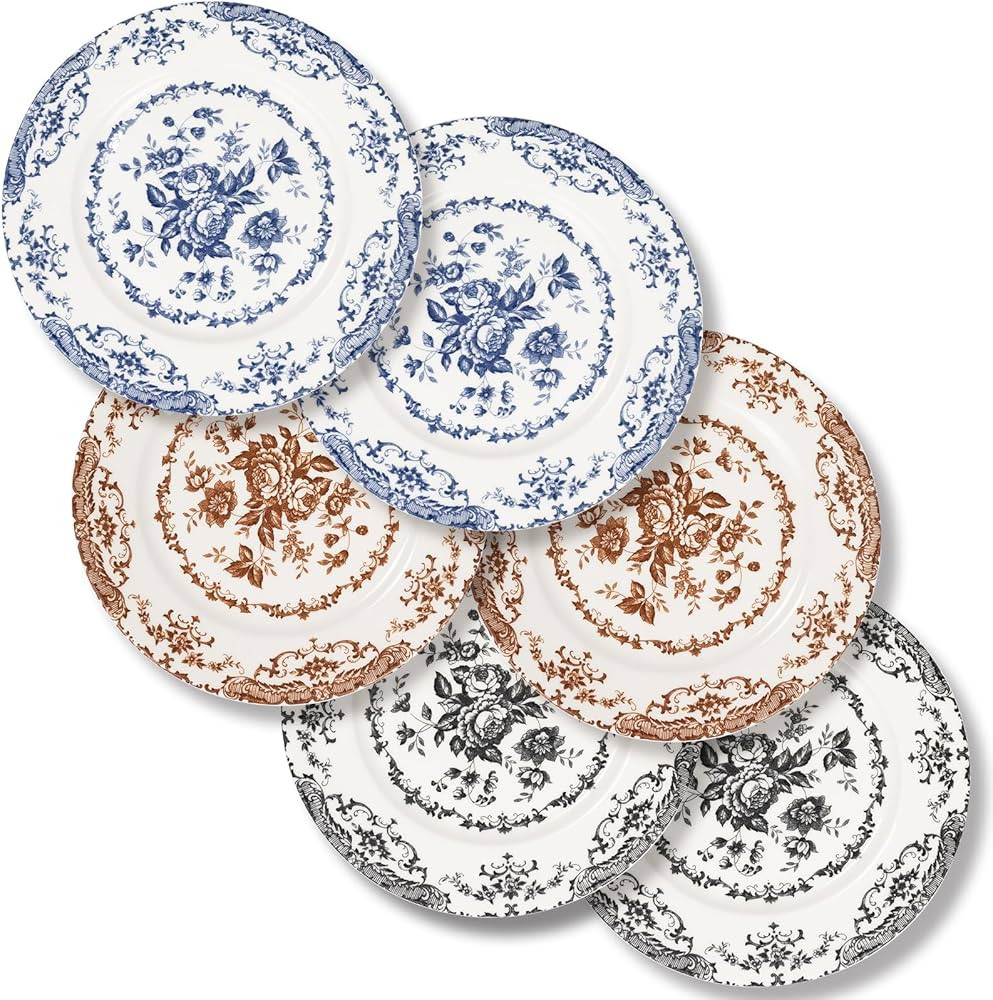 Salad Plates, 8.5 Inch Ceramic Plates Set of 6, Kitchen Plates Microwave Safe Plates, White Porce... | Amazon (US)