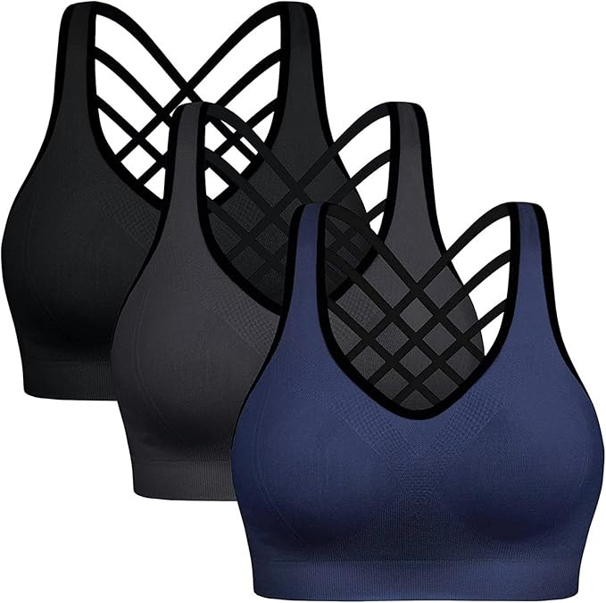 Ewedoos Women's Sports Bras High Impact Strappy Sports Bra Seamless Padded Sports Bra Yoga Bras W... | Amazon (US)