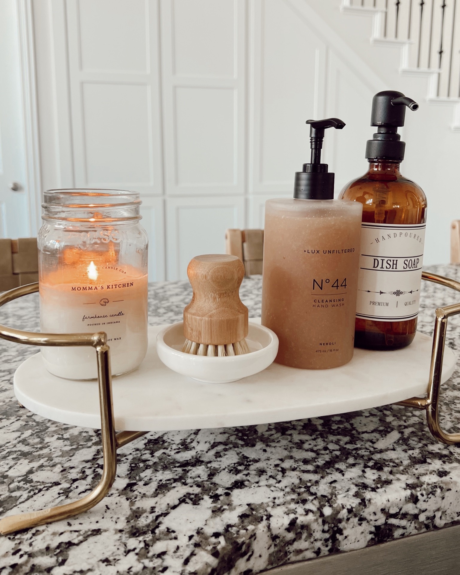 kitchen sink idea ✨

hoping I feel motivated to dishes if my sink setup looks all cute about it 🙃

here’s the details here:
+ marble and brass tray: Magnolia Home
+ dish soap dispenser: Amazon
+ dish scrubber brush with small dish: comes in a set of 3 from amazon
+ hand soap: it smells soooooo good 😌 
+ candle

I’ll link what I can and similar trays in my bio! 🤍 what do you like to keep by your sink?

#kitchendecor #kitchens #kitchenisland #traydecor #trays #marble #sinks #kitchensink #sinkdecor #homeinspo #homeblogger #falldecor #neutrals #neutralkitchen #neutralaesthetic #spa #kitchendesign #interiors 

#LTKSeasonal #LTKhome #LTKunder50