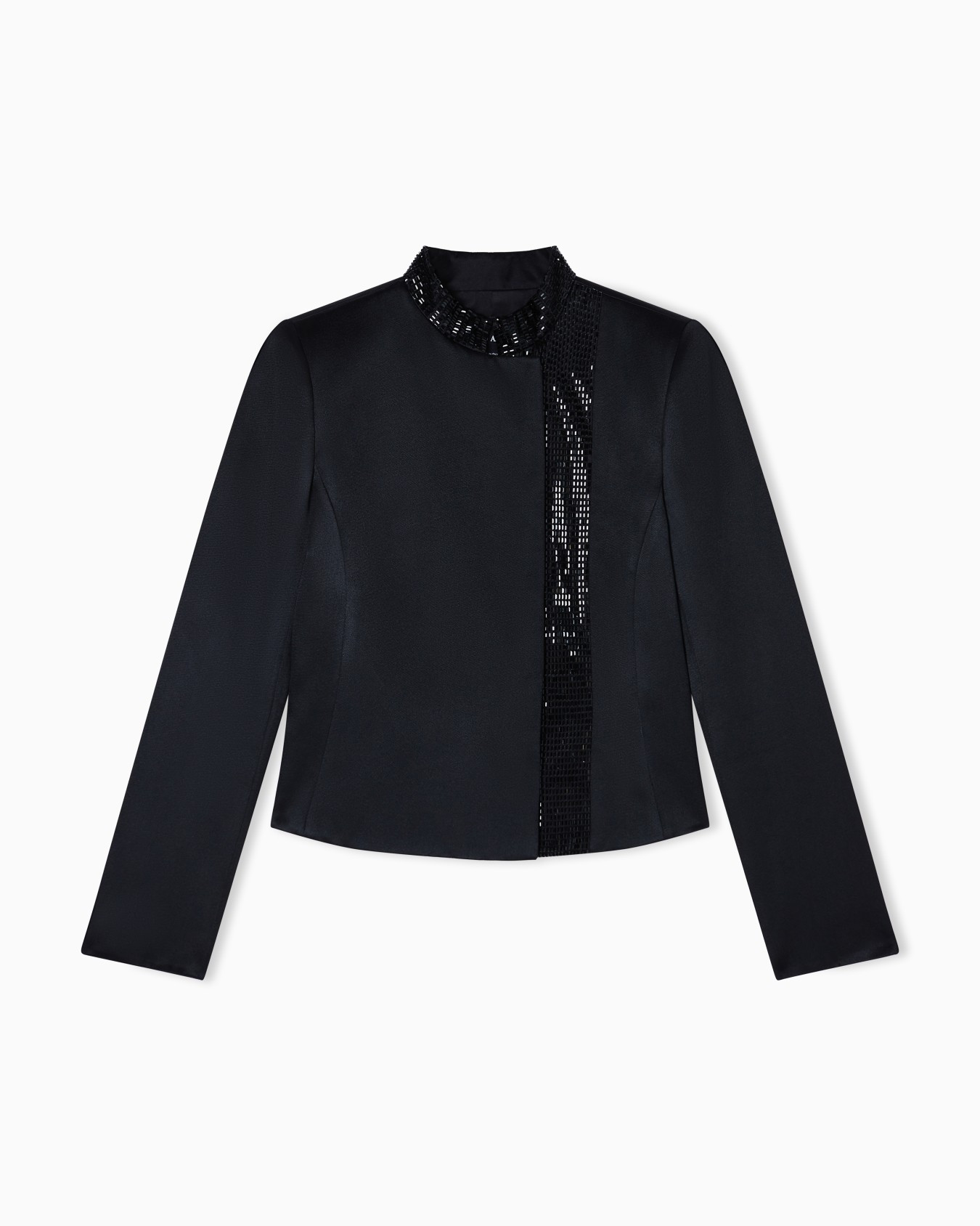 Short viscose and silk jacket with rhinestone detail | Armani US