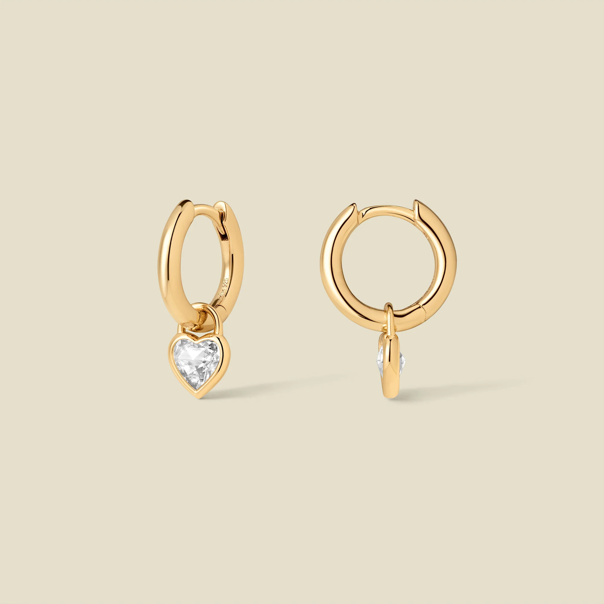 CZ Heart Drop Hoop Earrings | Made By Mary | Made By Mary | Made By Mary