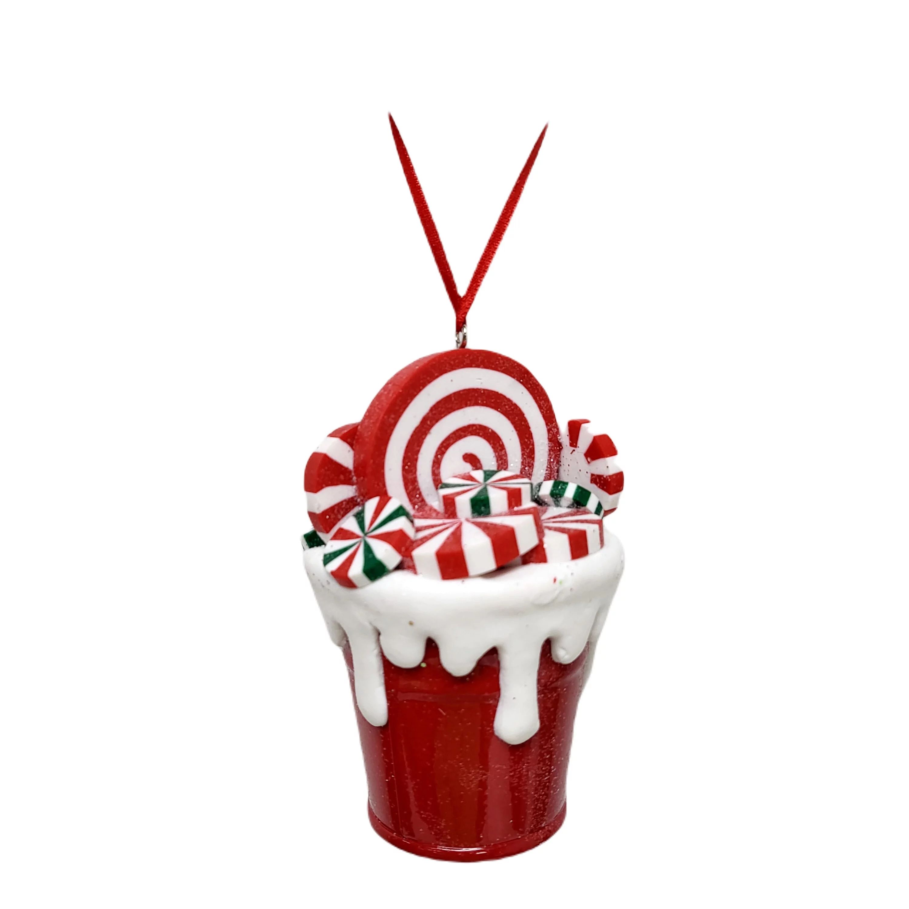 Holiday Time Red Glitter Peppermint Candy Filled Bucket Christmas Ornament, 3.5," 2.3 oz - Walmar... | Walmart (US)