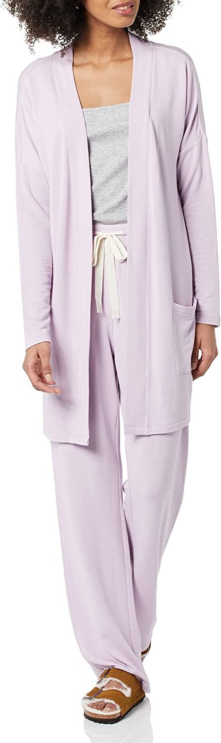 Amazon Essentials Women's Relaxed-Fit Lightweight Lounge Terry Open-Front Cardigan | Amazon (US)