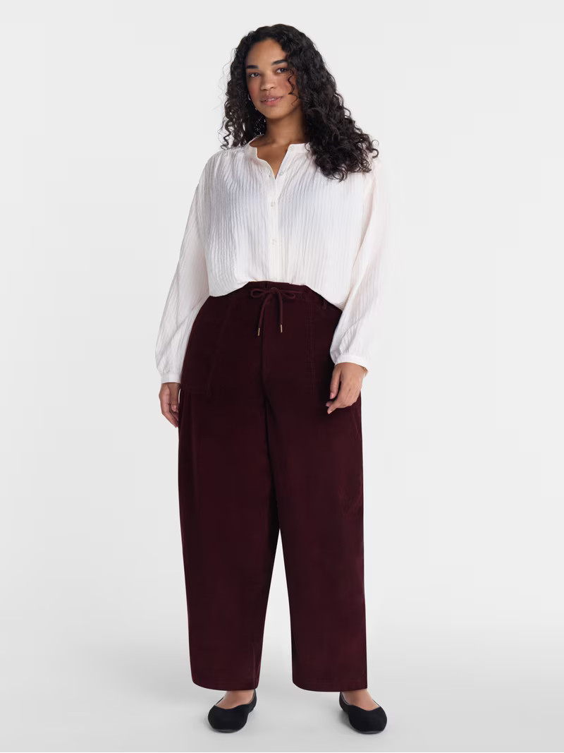 Scenario Women's Corduroy Barrel Pants, Sizes XS-XXXL | Walmart (US)