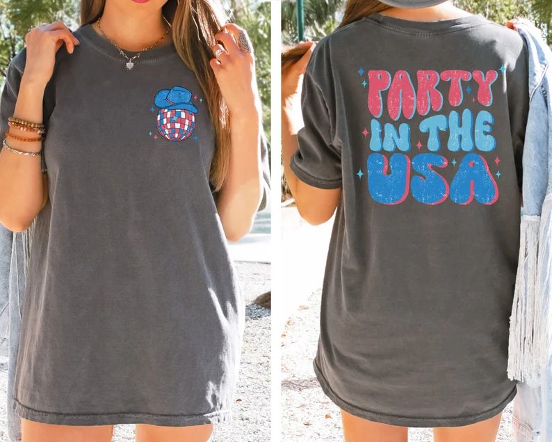 Party in the USA T Shirt, 4th of July Tshirt, Cowgirl Summer, Comfort Colors Tee, Oversized Tee, ... | Etsy (US)