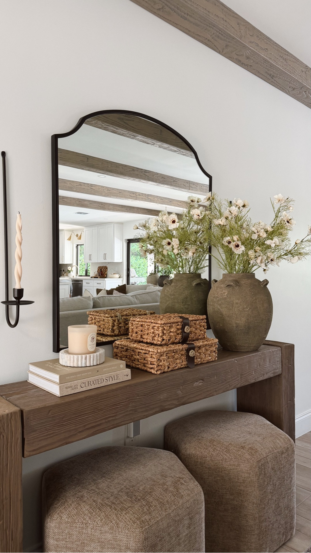 Entryway styling for early summer / late spring ✨🤍

#entryway #homedecor #console #vase #flowers #modernorganichome #fauxbeams

#LTKselfcare #LTKHome #LTKSeasonal