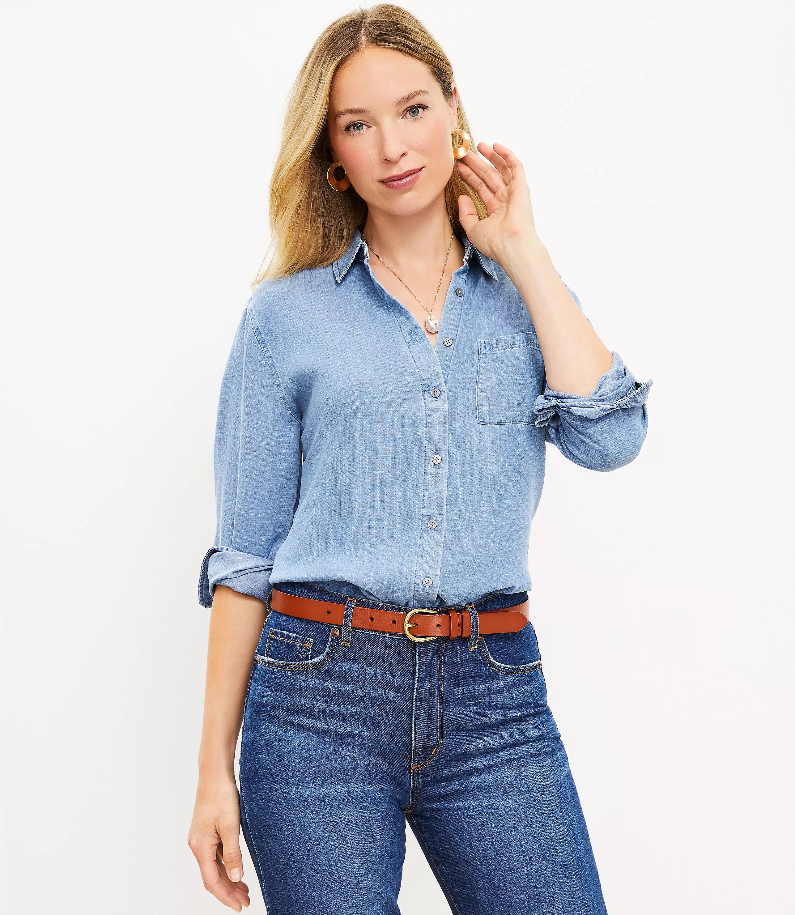 Chambray Relaxed Everyday Shirt | LOFT