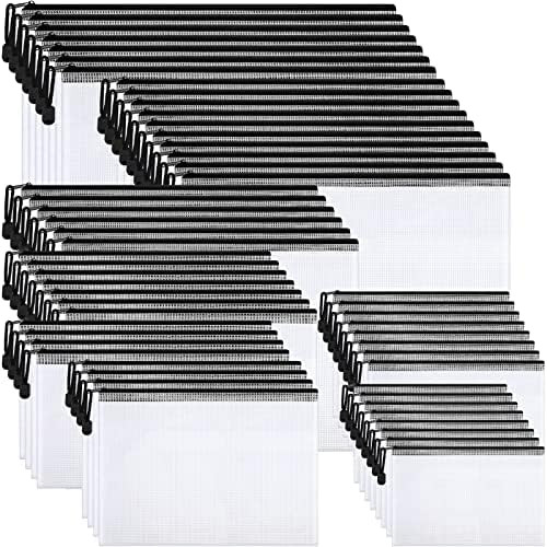 90 Pcs Mesh Zipper Pouch Bulk Waterproof Zipper File Pencil Pouches, Plastic Travel Cosmetic Organiz | Amazon (US)