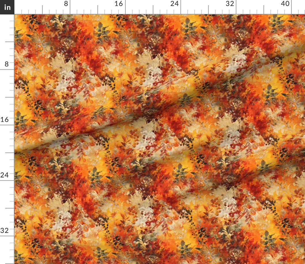 Fabric in Smaller Autumn Splendor Lush Fall Botanical Abstract Floral | Spoonflower