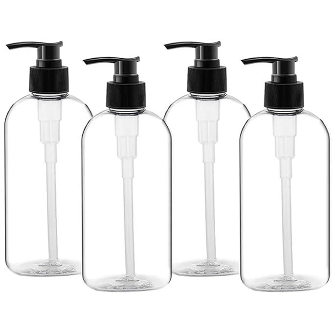 Empty Plastic Pump Bottles Dispenser 4 pack 16oz/500ml Portable Clear BPA-FREE Cylinder Shampoo L... | Amazon (US)