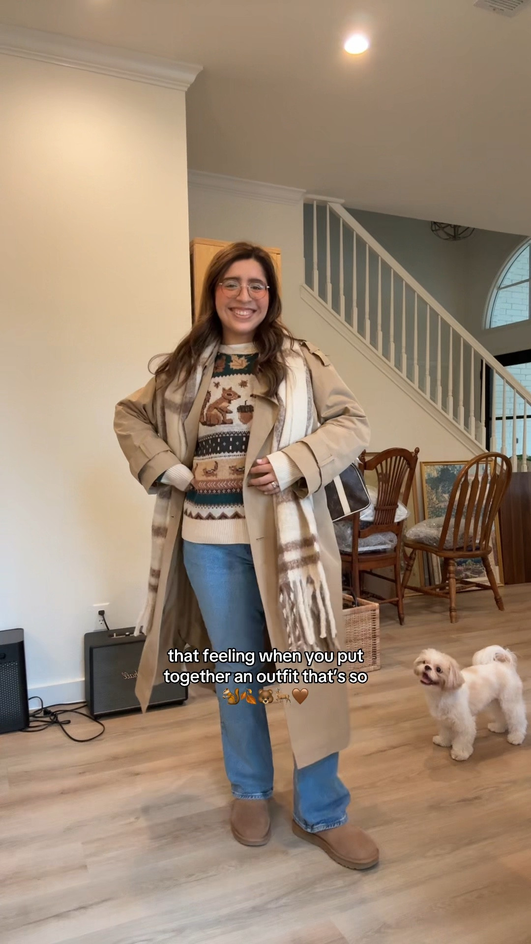 Super cute and comfy outfit for fall!
Wearing the women’s XL in the sweater, large in the trench coat, size 10 in the jeans 

#LTKMidsize #LTKHoliday #LTKSeasonal