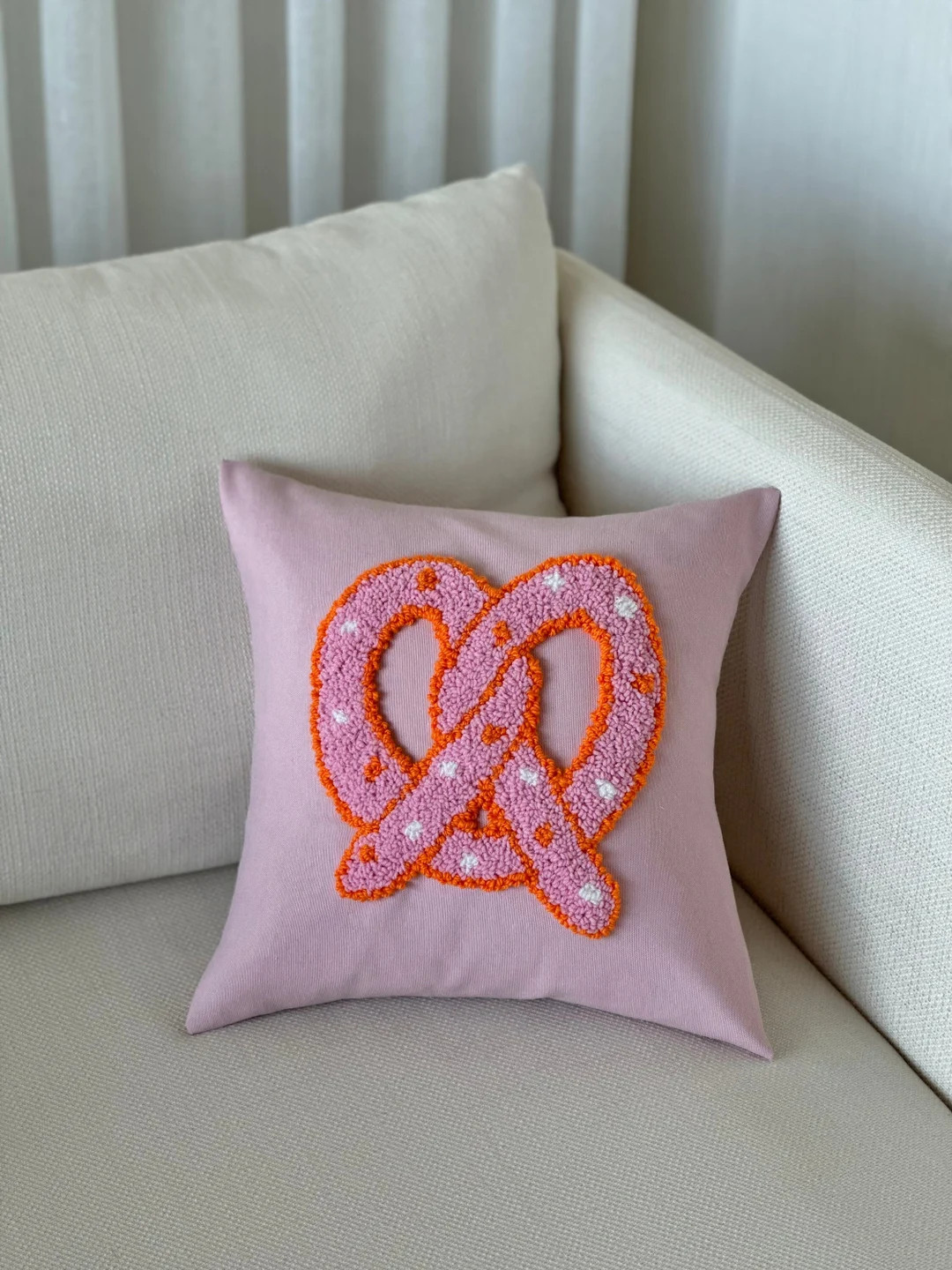 Cute Pretzel Punch Needle Pillow,embroidery Cushion Cover,decorative Throw Pillow,handmade Pillow... | Etsy (US)