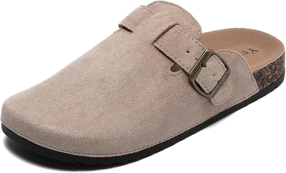 Suede Clogs Men & Women Unisex Leather Mules Soft Cork Footbed Adjustable Buckle Slip Sandals Pot... | Amazon (US)