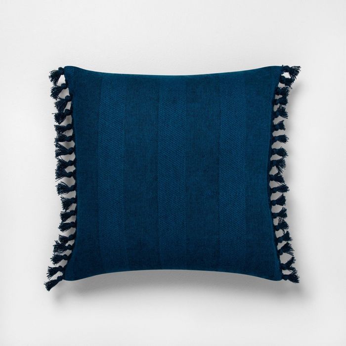 Knotted Fringe Throw Pillow Navy - Hearth & Hand™ with Magnolia | Target