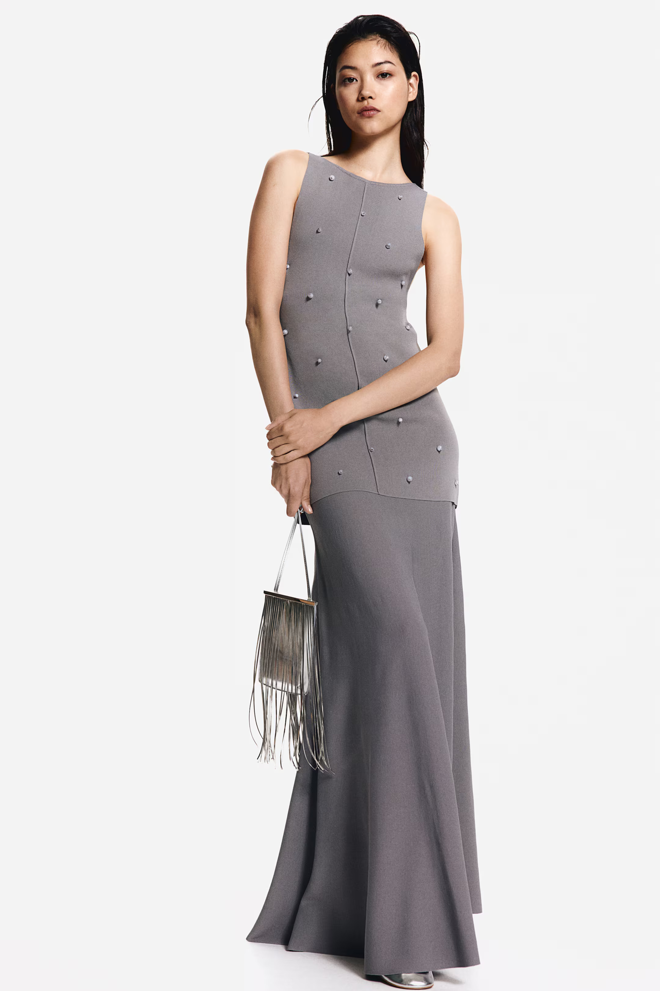 Flared Fine-Knit Skirt - Gray - Ladies | H&M US | H&M (US + CA)