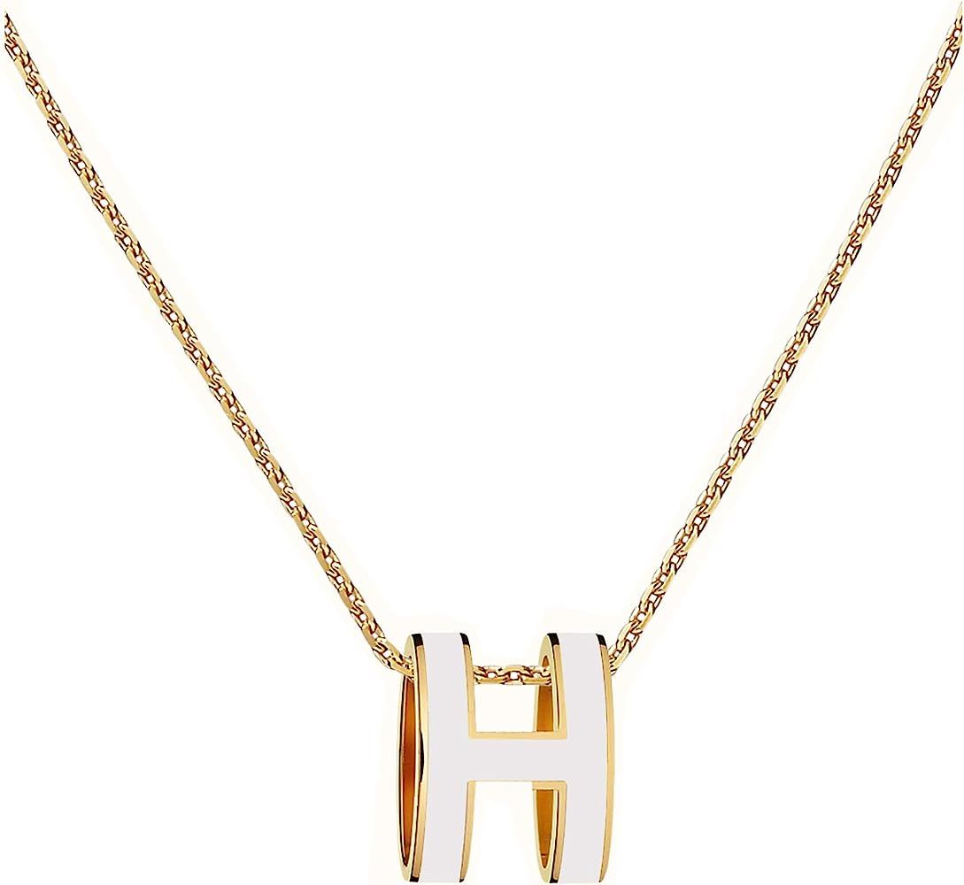 Yuangu Classic H Design 18K Gold Plated Girl Necklace Colorful Color Optional Women's Gift | Amazon (US)