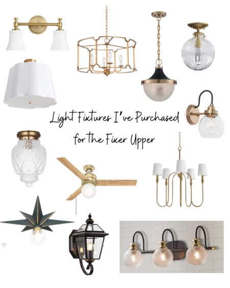 All the light fixtures and ceiling fan I’ve purchased for the fixer upper. Budget was a major factor, so I tried my best to find affordable options but it was important for them to also be visually appealing and not super basic. Light fixtures can make or break a room in my opinion!!  Shop all these below!

#lightfixtures #homedecor #homereno #fixerupper 

#LTKhome