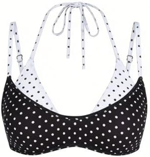 ZAFUL Women's Polka Dot Bikini Tops Double Layer Halter Swimsuit Top Color Block Bathing Suit Top... | Amazon (US)