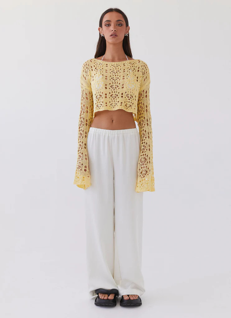Free Mind Crochet Long Sleeve Top - Marigold | Peppermayo (Global)