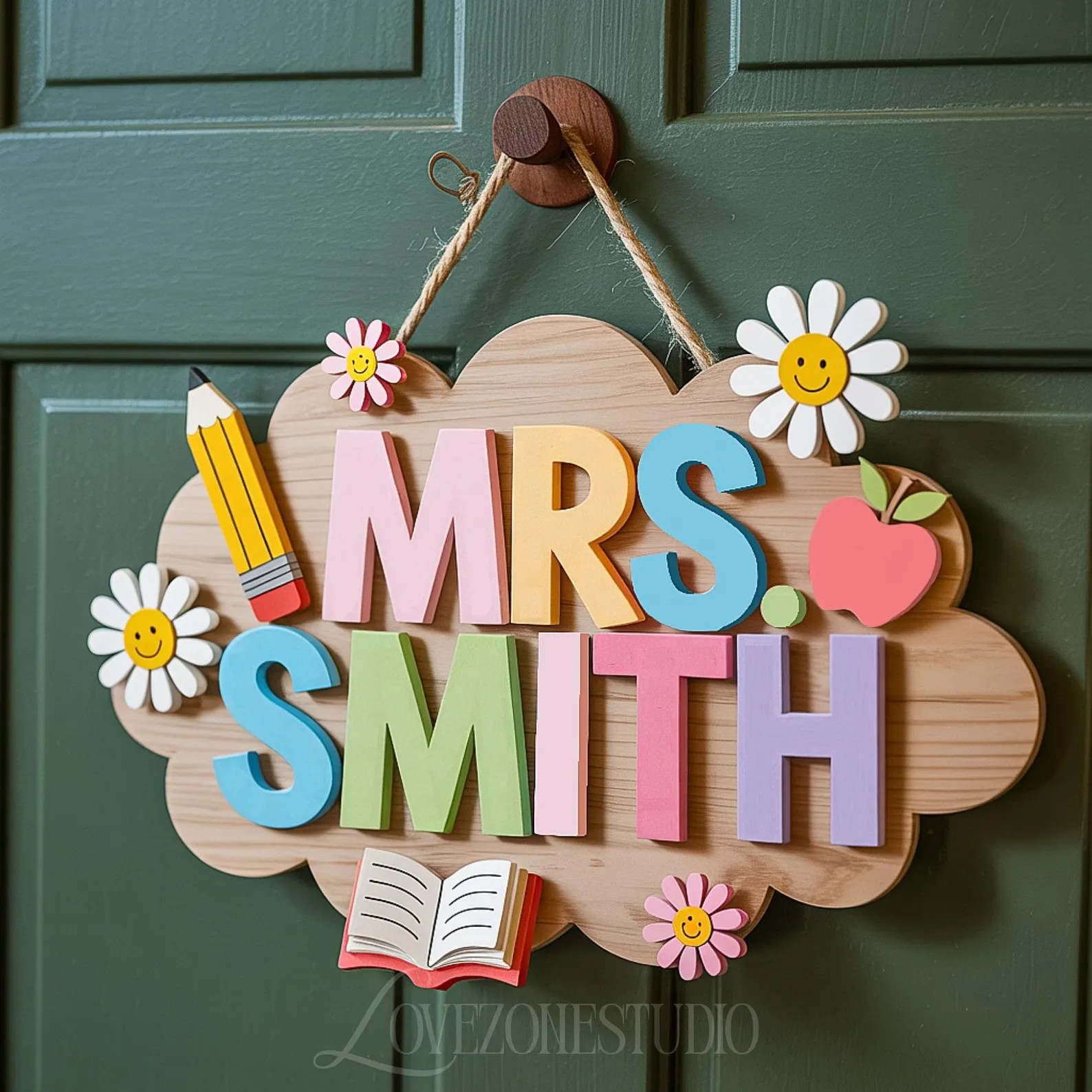 Custom Teacher 3D Wooden Door Sign, Teacher Door Hanger, Cute Teacher Door Sign, Back to School G... | Etsy (US)