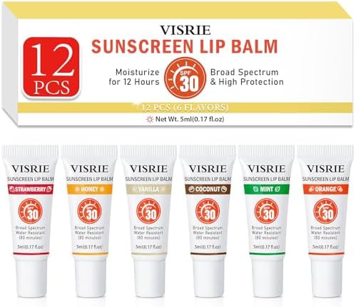 VISRIE SPF 30 Sunscreen Lip Balm 12 Pack,Clear SPF Lip Gloss UVA/UVB Sun Protection, Moisturizing... | Amazon (US)