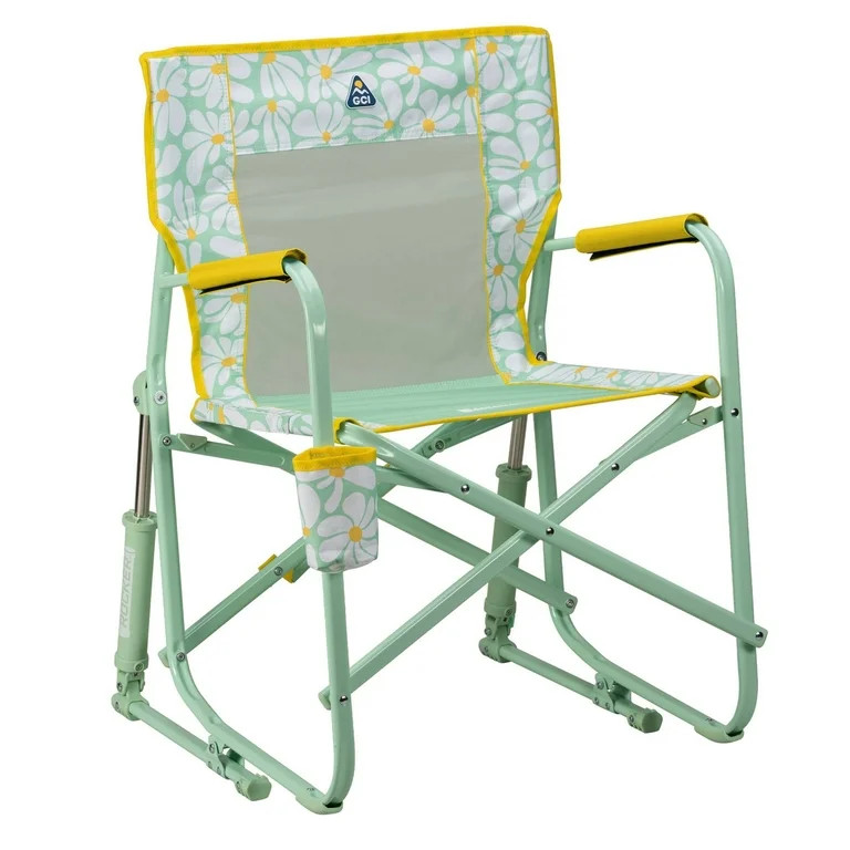 GCI Outdoor Freestyle Rocker Foldable Rocking Camp Chair, Pastel Green Floral | Walmart (US)