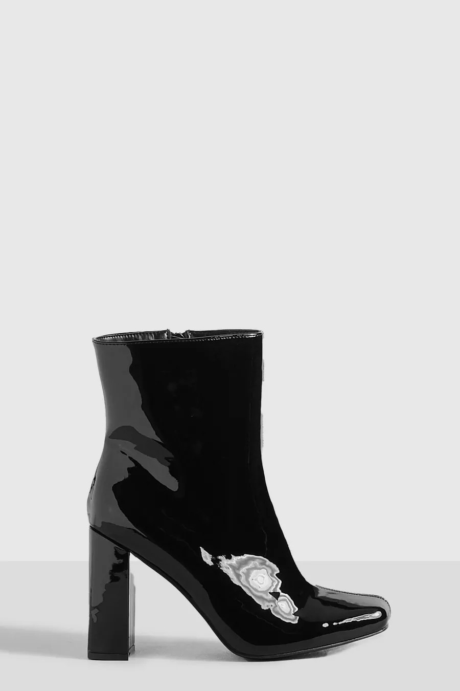 Wide Fit Patent Block Heel Ankle Boots | Boohoo AU