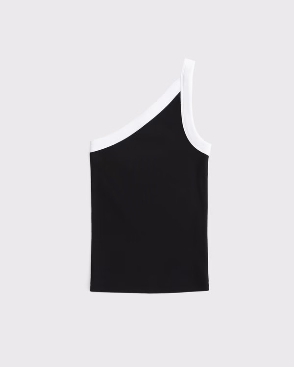 One-Shoulder Rib Tank | Abercrombie & Fitch (US)