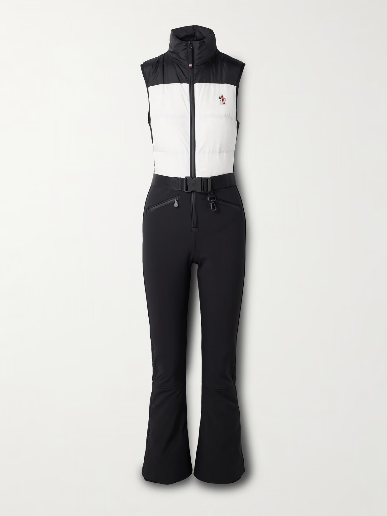 Moncler Grenoble - Belted Paneled Quilted Down Ski Suit - Black | NET-A-PORTER (US)