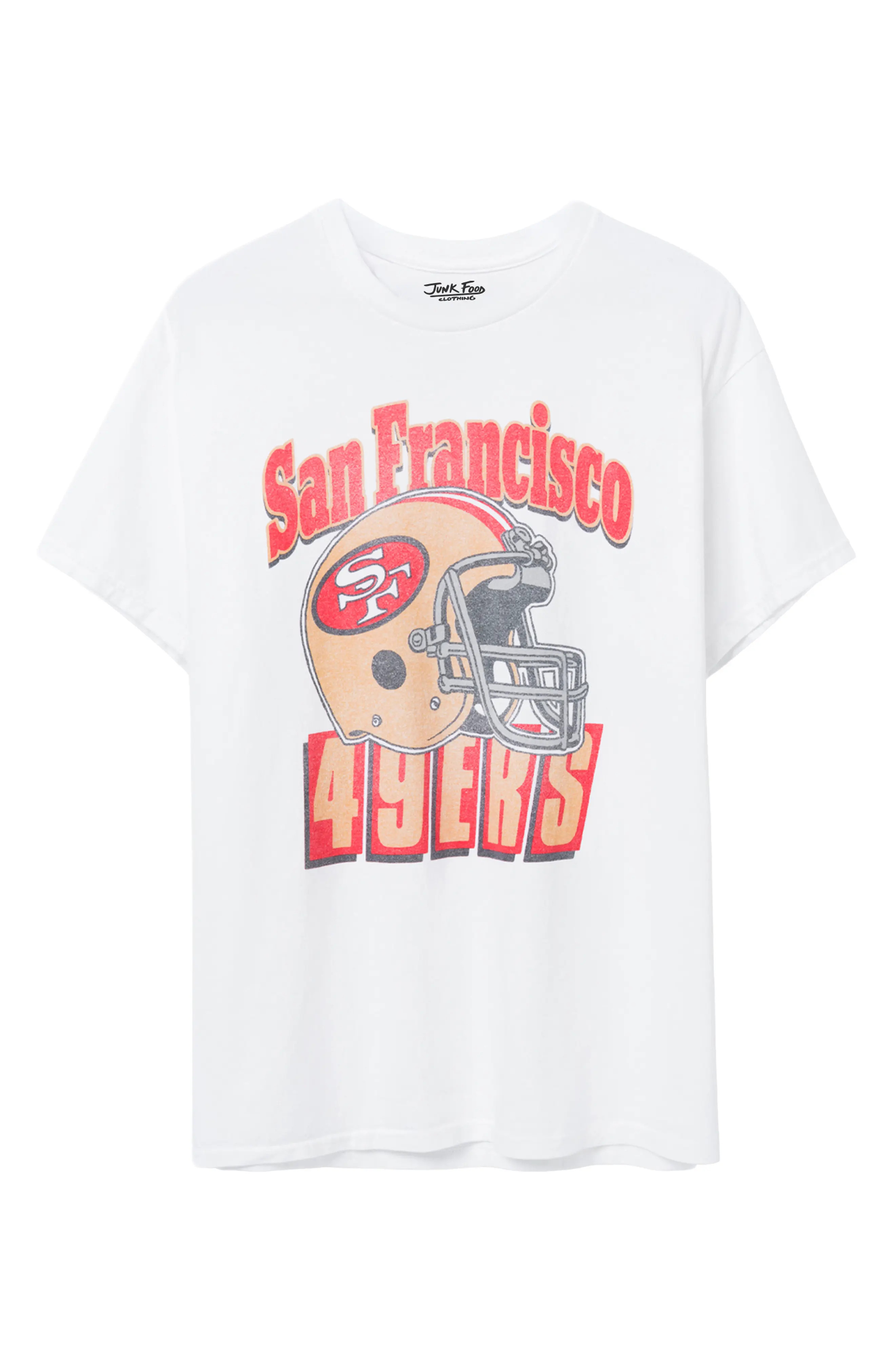 Junk Food San Francisco 49ers Throwback Helmet Cotton Graphic T-Shirt in White at Nordstrom, Size Large | Nordstrom