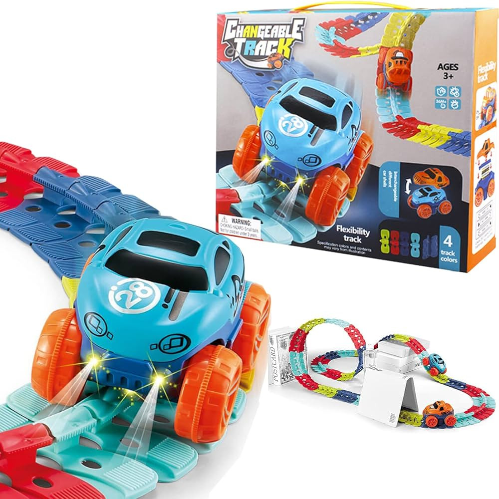 Changeable Track with LED Light-Up Race Car, Anti Gravity Car Track Set Track Ultra-Flexible Mach... | Amazon (US)
