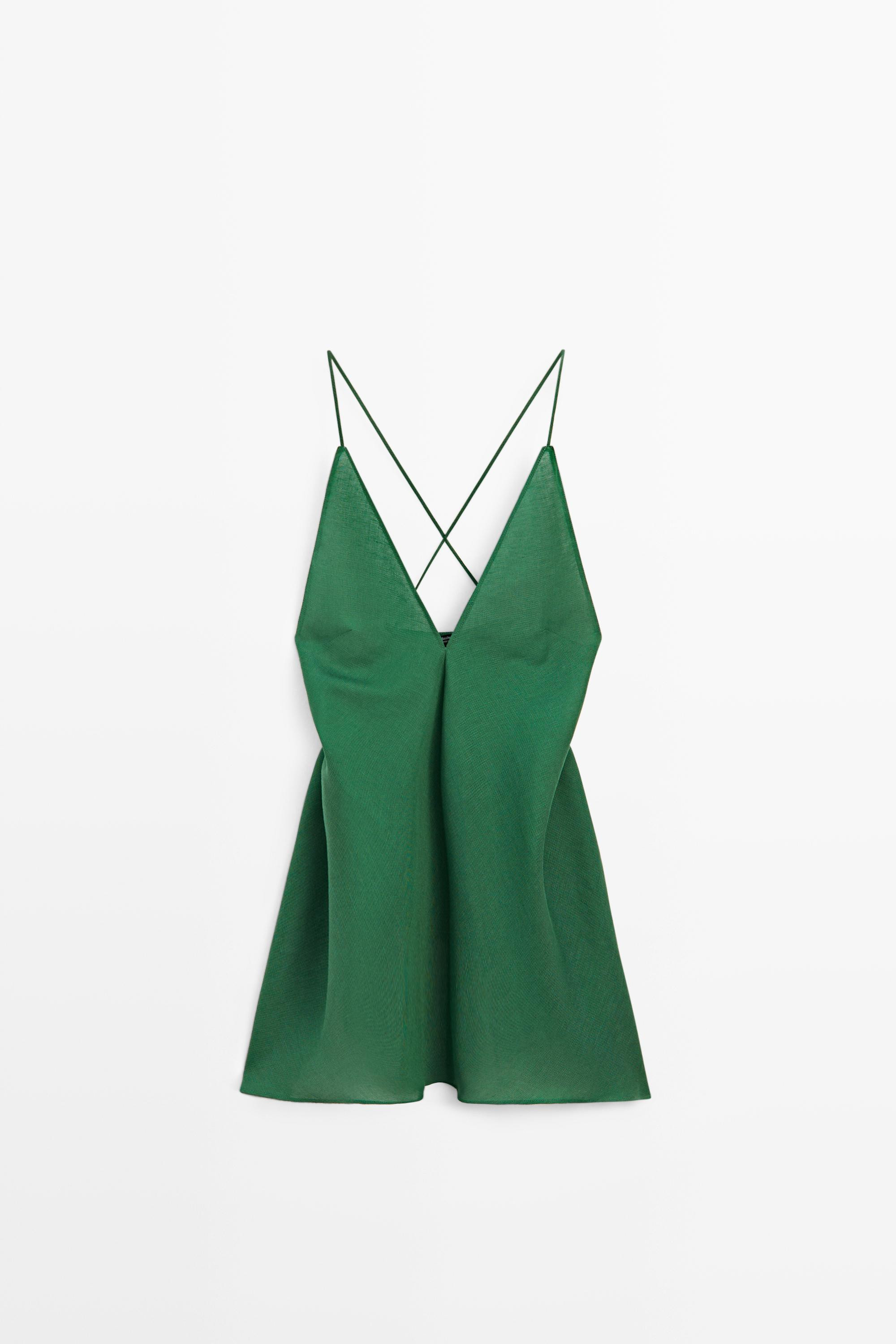 Asymmetric spaghetti strap top | Massimo Dutti UK