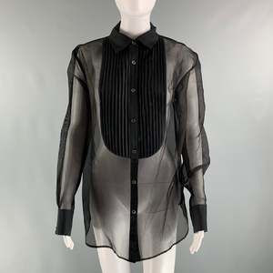 FLEUR DU MAL Black Silk Sheer Tuxedo Shirt | Poshmark