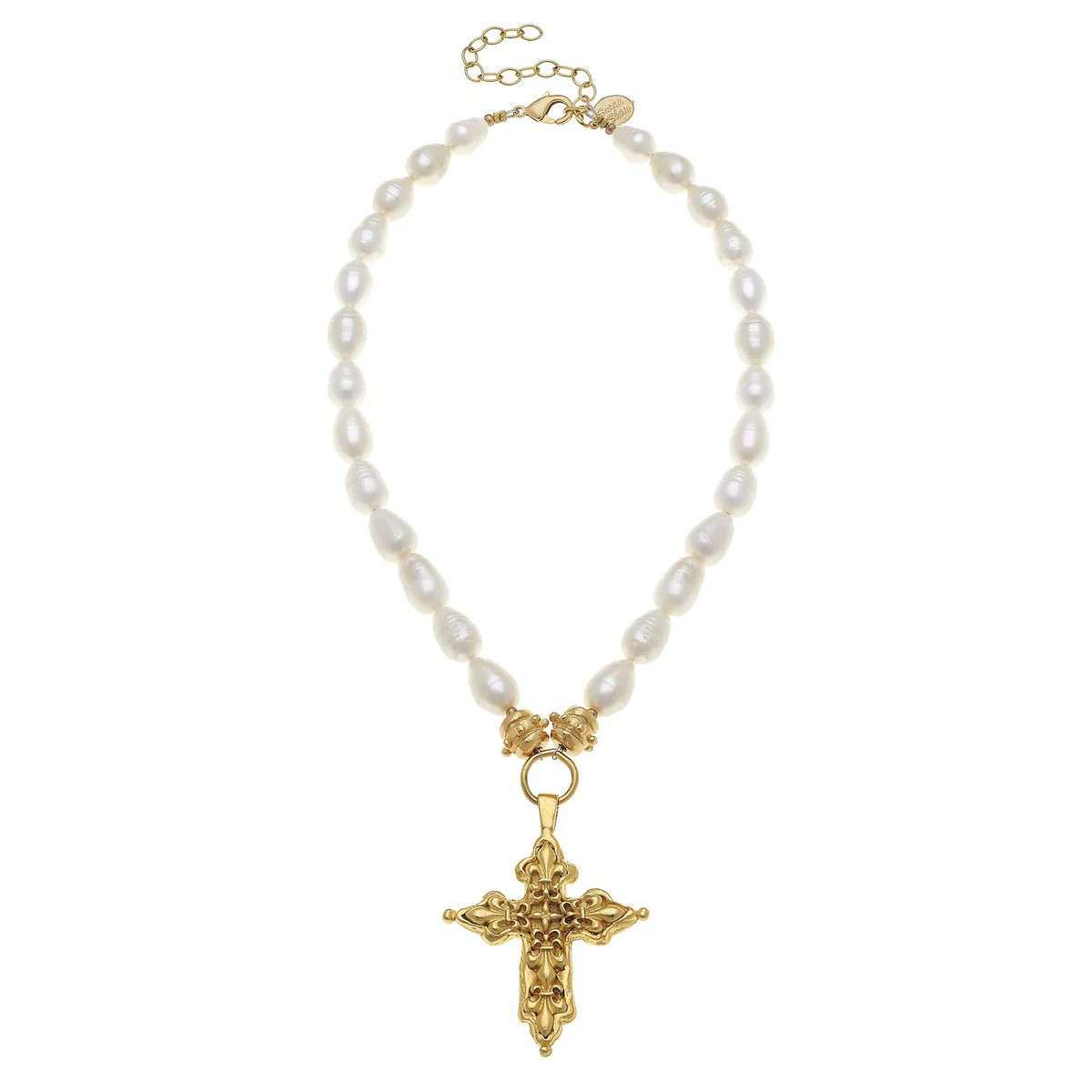 Fleur Cross Pearl Necklace | Susan Shaw